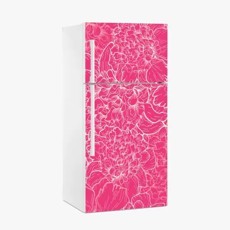 Sticker pour réfrigérateur motif floral de pivoines rose et blanc – Wallnifity®
