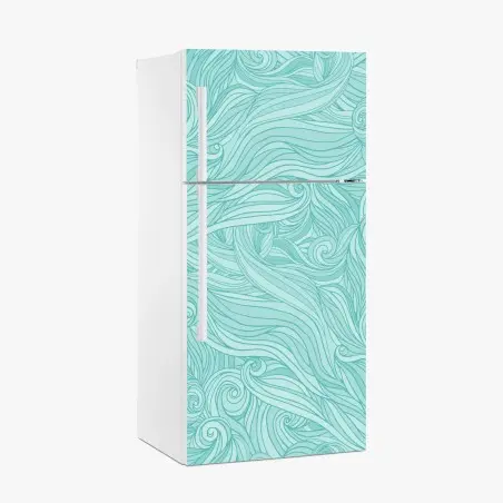 Sticker pour réfrigérateur motif aquatique ondulant turquoise – Wallnifity®