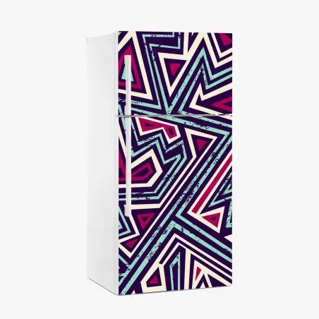 Sticker pour réfrigérateur motif géométrique rétro aux triangles colorés – Wallnifity®