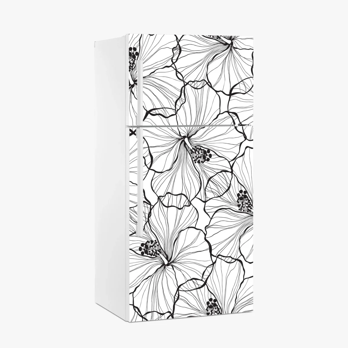 Sticker pour réfrigérateur motif floral graphique noir et blanc pour décoration murale – Wallnifity® Sticker pour réfrigérateur motif floral graphique noir et blanc pour décoration murale – Wallnifity®