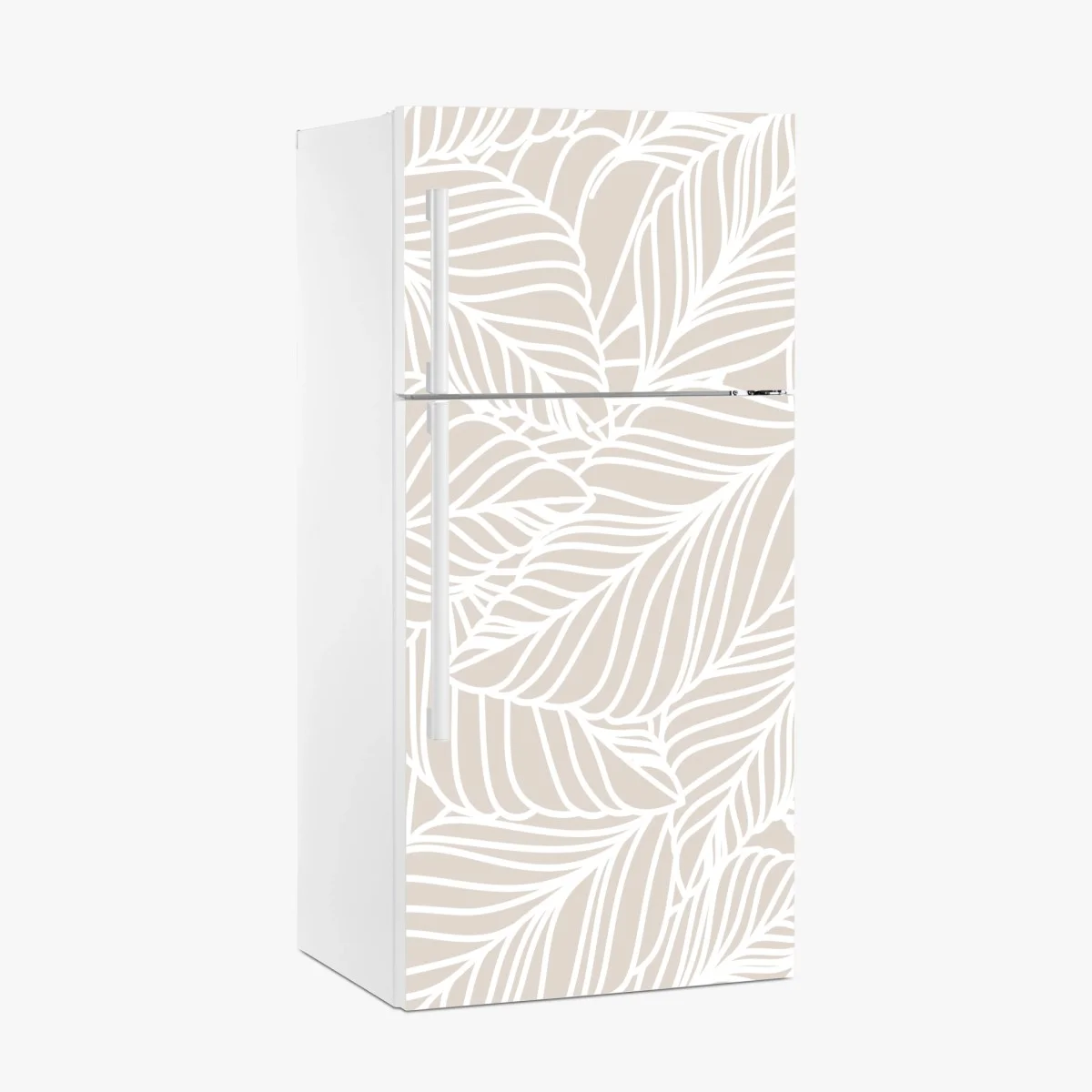 Sticker pour réfrigérateur motif de feuilles beige et blanc minimaliste – Wallnifity® Sticker pour réfrigérateur motif de feuilles beige et blanc minimaliste – Wallnifity®