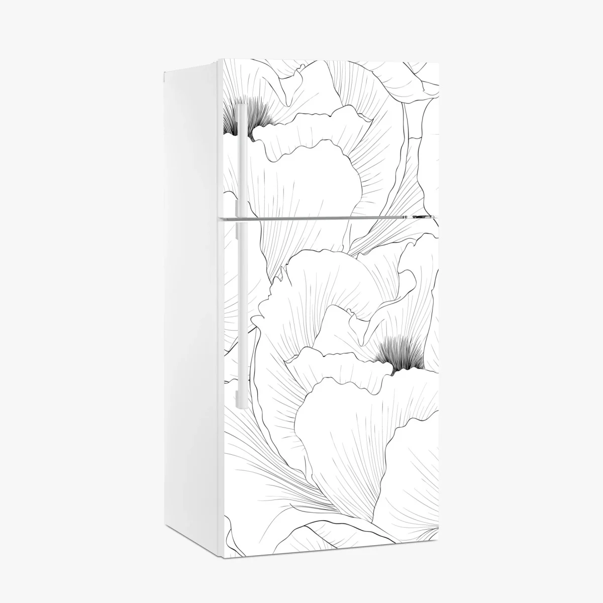 Sticker pour réfrigérateur motif floral linéaire noir et blanc pour décoration murale – Wallnifity® Sticker pour réfrigérateur motif floral linéaire noir et blanc pour décoration murale – Wallnifity®