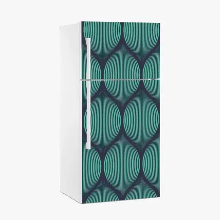 Sticker pour réfrigérateur motif géométrique turquoise et bleu marine – Wallnifity®