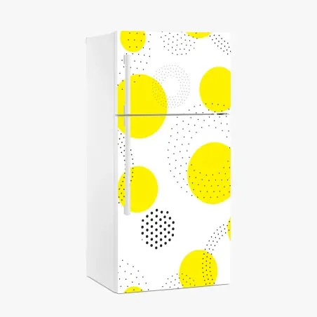 Sticker pour réfrigérateur motif géométrique de cercles jaunes – Wallnifity®