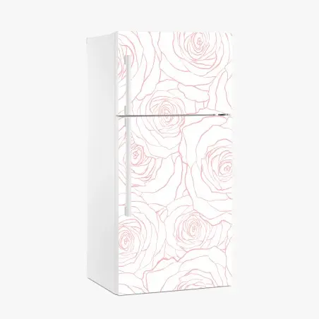Sticker pour réfrigérateur motif floral minimaliste de roses délicates – Wallnifity®