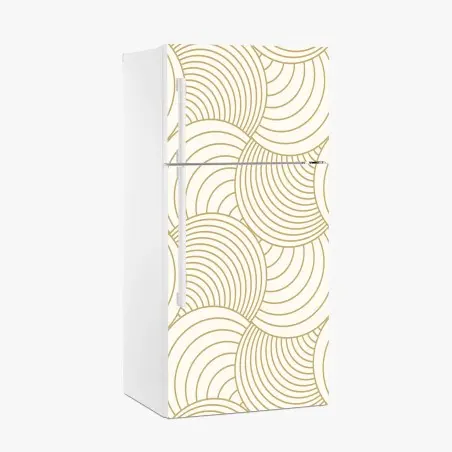 Sticker pour réfrigérateur motif de cercles dorés minimaliste – Wallnifity®