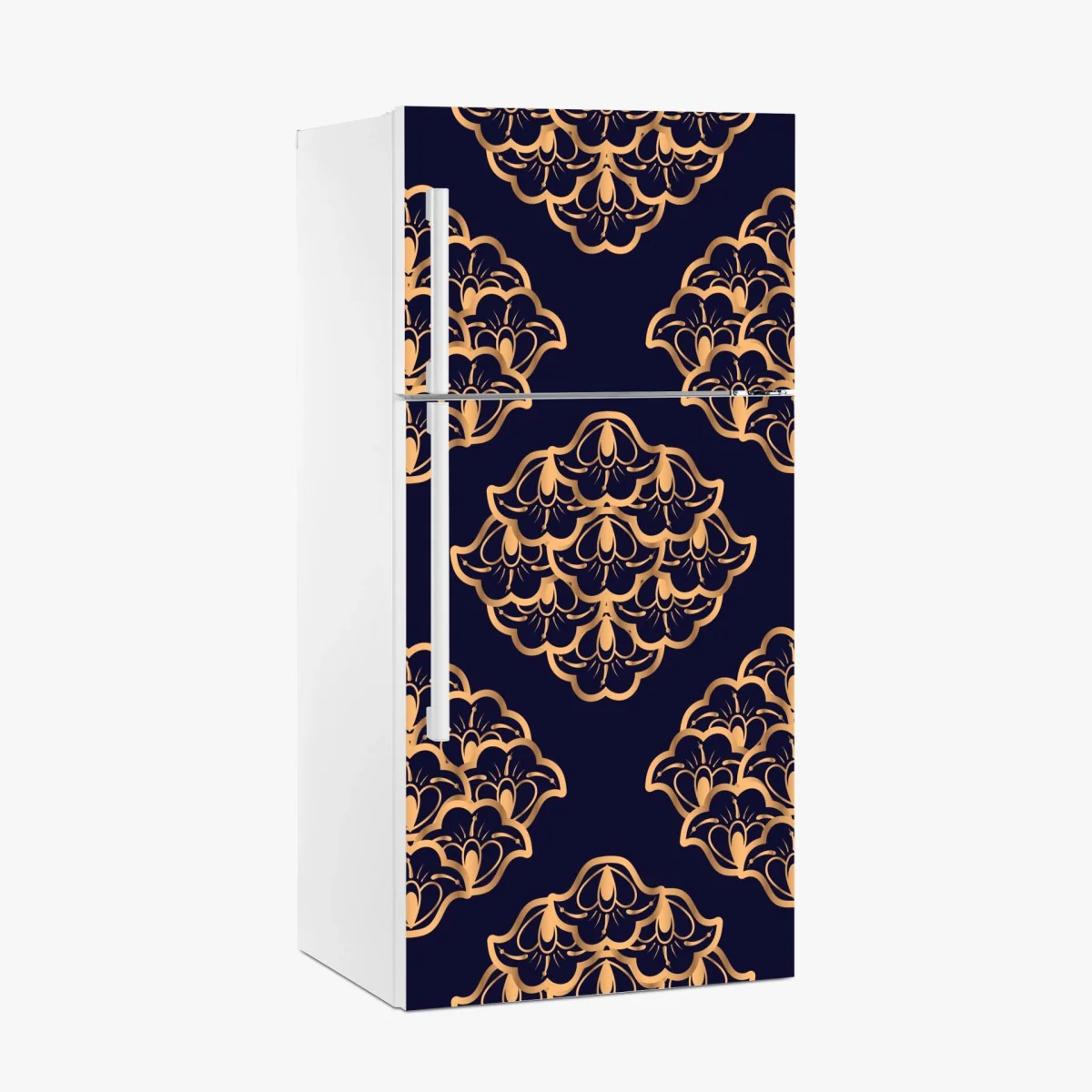 Sticker pour réfrigérateur motif floral doré sur fond bleu marine – Wallnifity® Sticker pour réfrigérateur motif floral doré sur fond bleu marine – Wallnifity®