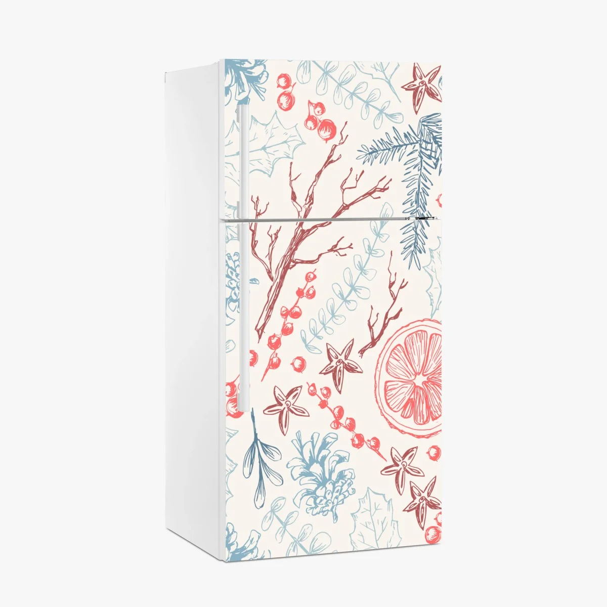 Sticker pour réfrigérateur motif botanique hivernal aux agrumes et épices – Wallnifity® Sticker pour réfrigérateur motif botanique hivernal aux agrumes et épices – Wallnifity®