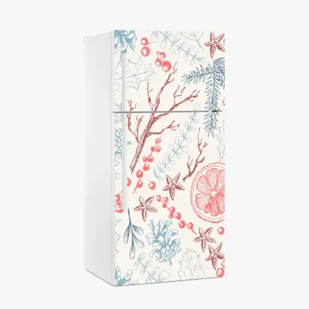 Sticker pour réfrigérateur motif botanique hivernal aux agrumes et épices – Wallnifity®
