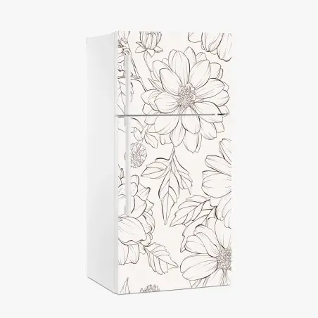 Sticker pour réfrigérateur motif floral délicat au trait – Wallnifity®
