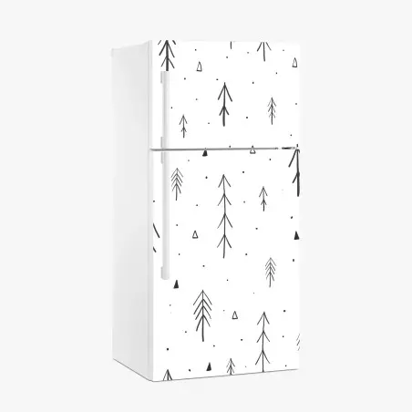 Sticker pour réfrigérateur sapins minimalistes scandinaves en noir et blanc – Wallnifity®