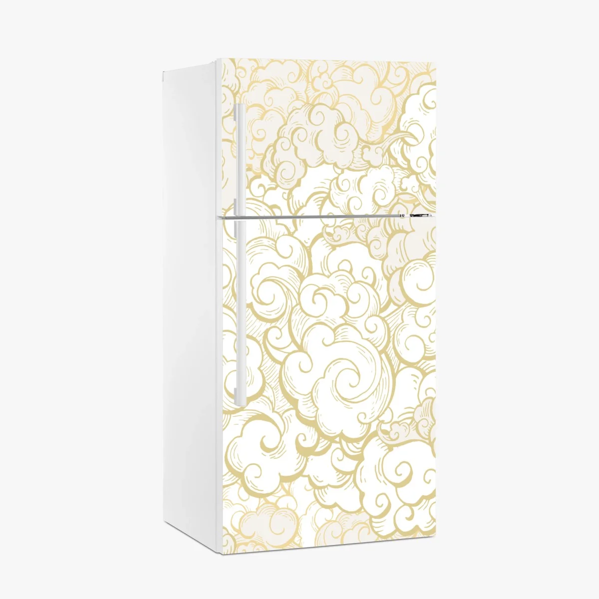 Sticker pour réfrigérateur nuages stylisés dorés sur fond blanc – Wallnifity® Sticker pour réfrigérateur nuages stylisés dorés sur fond blanc – Wallnifity®