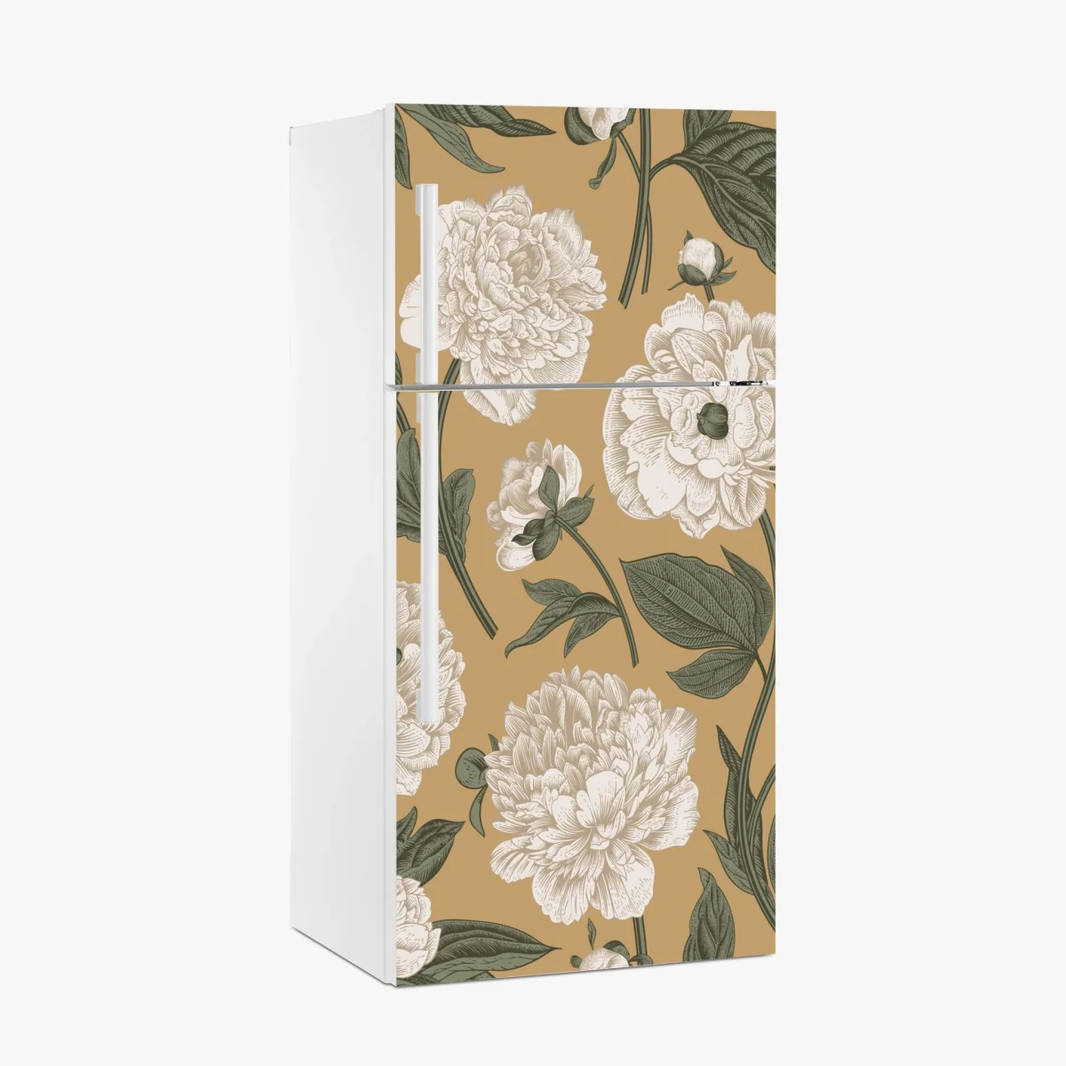 Sticker pour réfrigérateur motif de pivoines vintage sur fond beige – Wallnifity® Sticker pour réfrigérateur motif de pivoines vintage sur fond beige – Wallnifity®