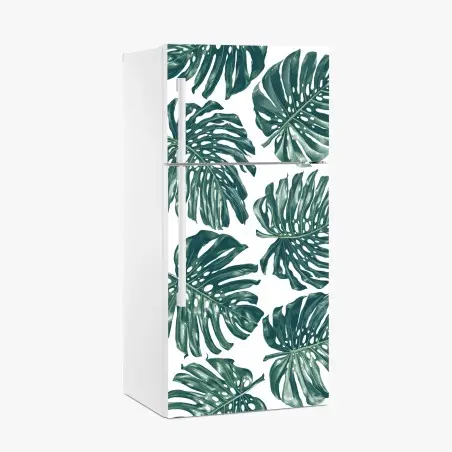 Sticker pour réfrigérateur feuilles de monstera motif tropical élégant – Wallnifity®