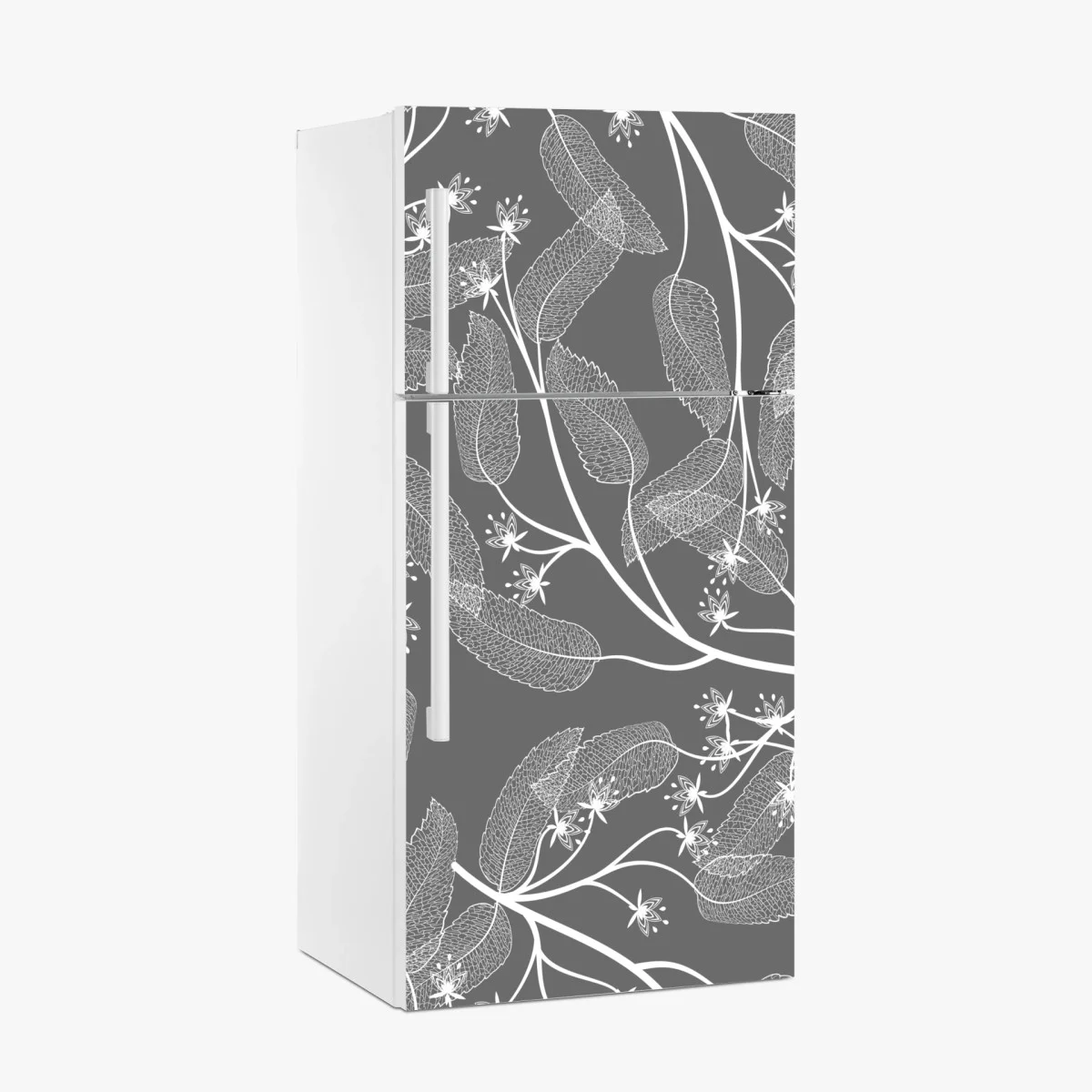 Sticker pour réfrigérateur motif floral minimaliste en gris et blanc – Wallnifity® Sticker pour réfrigérateur motif floral minimaliste en gris et blanc – Wallnifity®