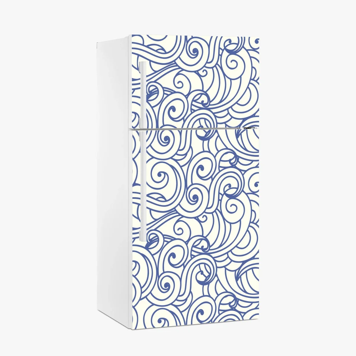Sticker pour réfrigérateur motif ondes décoratives bleu et ivoire – Wallnifity® Sticker pour réfrigérateur motif ondes décoratives bleu et ivoire – Wallnifity®