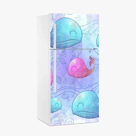 Sticker pour réfrigérateur rêve de baleines aquarelle – Wallnifity®