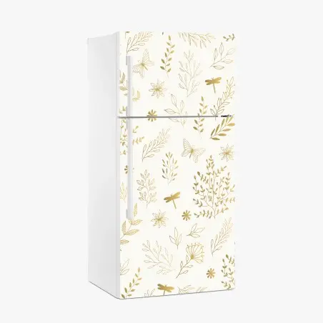 Sticker pour réfrigérateur motif botanique doré minimaliste – Wallnifity®