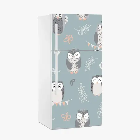 Sticker pour réfrigérateur motif chouettes pastel pour chambre d'enfant – Wallnifity®