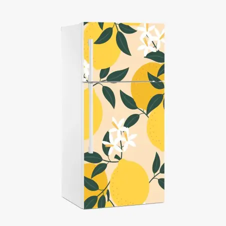 Sticker pour réfrigérateur motif citron en fleurs – Wallnifity®