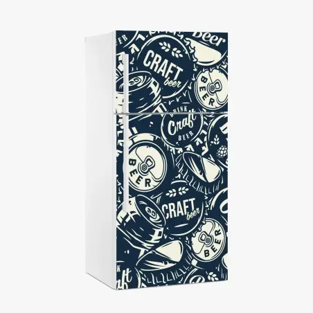 Sticker pour réfrigérateur motif bière artisanale rétro et graphique – Wallnifity®
