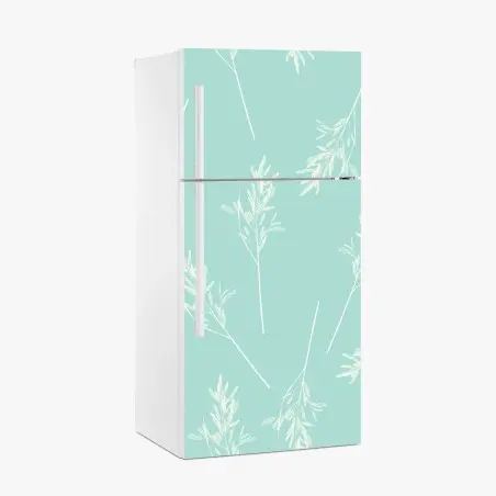 Sticker pour réfrigérateur motif herbes délicates sur fond menthe – Wallnifity®