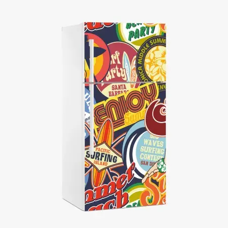 Sticker pour réfrigérateur collage surf rétro coloré – Wallnifity®