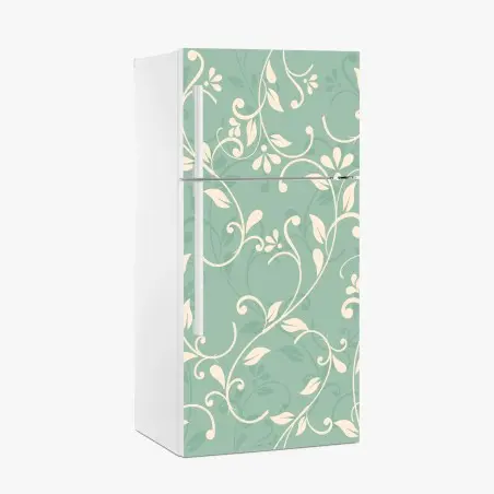 Sticker pour réfrigérateur motif floral vintage en vert sauge – Wallnifity®