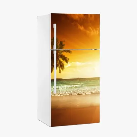 Sticker pour réfrigérateur coucher de soleil tropical aux Caraïbes – Wallnifity®