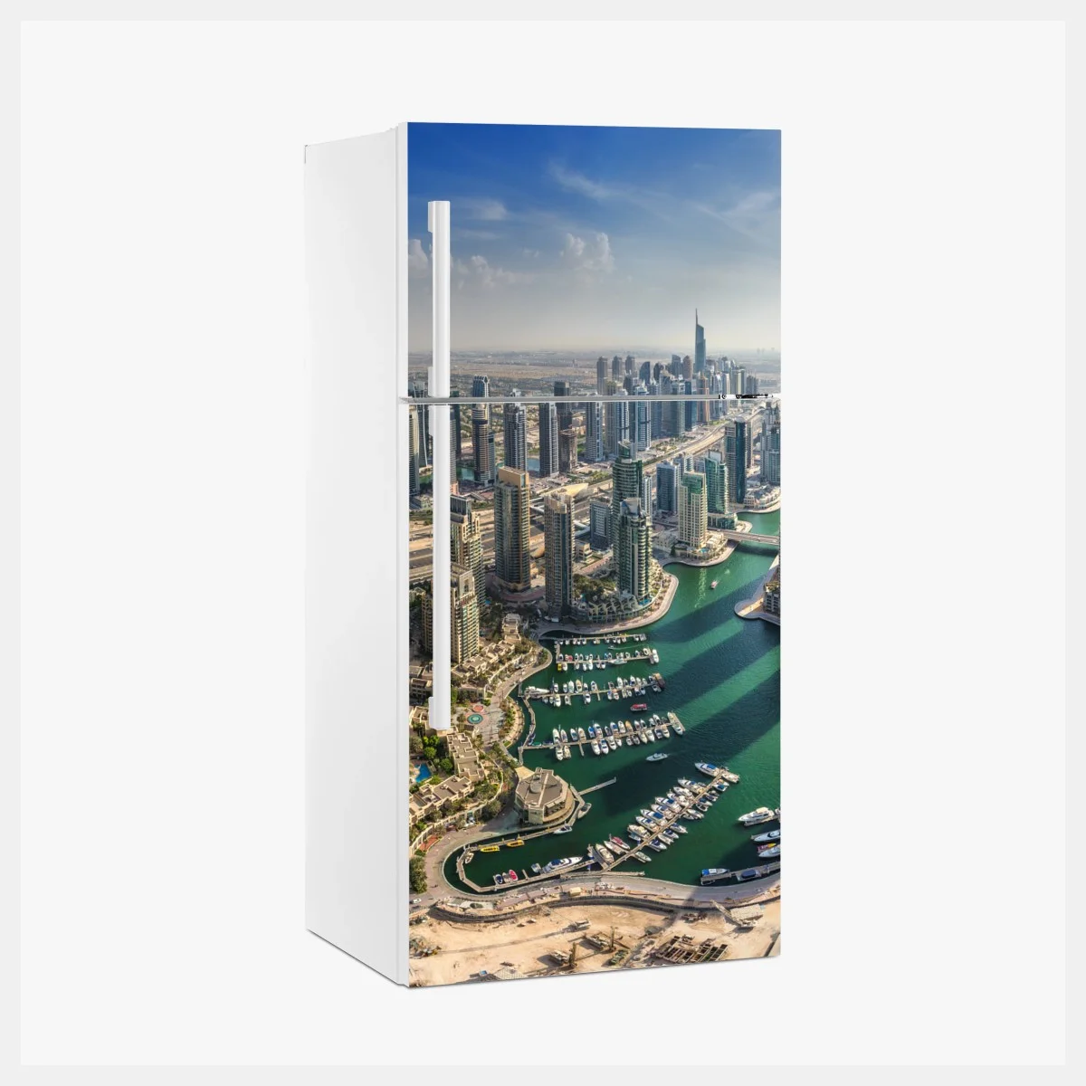 Sticker pour réfrigérateur panorama moderne de Dubai Marina – Wallnifity® Sticker pour réfrigérateur panorama moderne de Dubai Marina – Wallnifity®