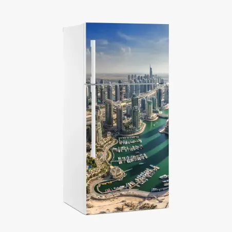 Sticker pour réfrigérateur panorama moderne de Dubai Marina – Wallnifity®