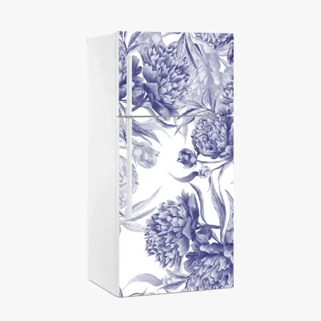 Sticker pour réfrigérateur composition de pivoines bleues – Wallnifity®