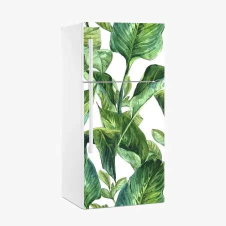 Sticker pour réfrigérateur motif de feuilles tropicales en aquarelle – Wallnifity®