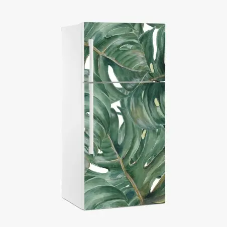 Sticker pour réfrigérateur motif feuilles de monstera tropicales – Wallnifity®