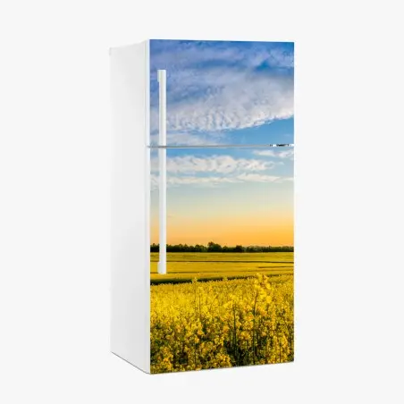 Sticker pour réfrigérateur champ de colza au coucher de soleil – Wallnifity®