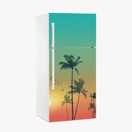 Sticker pour réfrigérateur coucher de soleil tropical aux palmiers – Wallnifity®
