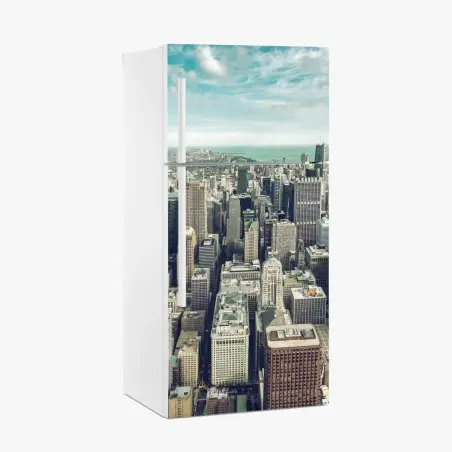 Sticker pour réfrigérateur panorama urbain vintage de Chicago – Wallnifity®