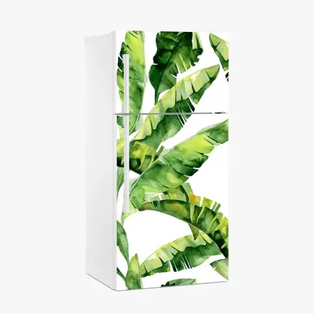 Sticker pour réfrigérateur motif feuilles de bananier aquarelle – Wallnifity®