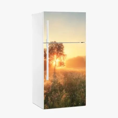 Sticker pour réfrigérateur aube dorée sur la prairie – Wallnifity®
