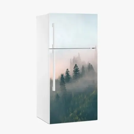 Sticker pour réfrigérateur brume matinale en forêt – Wallnifity®