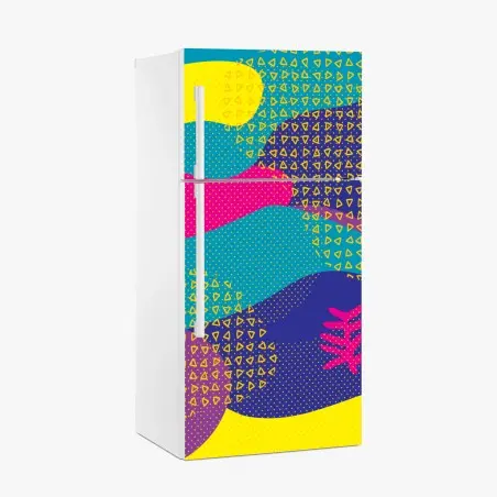 Sticker pour réfrigérateur composition abstraite colorée à motifs tropicaux – Wallnifity®