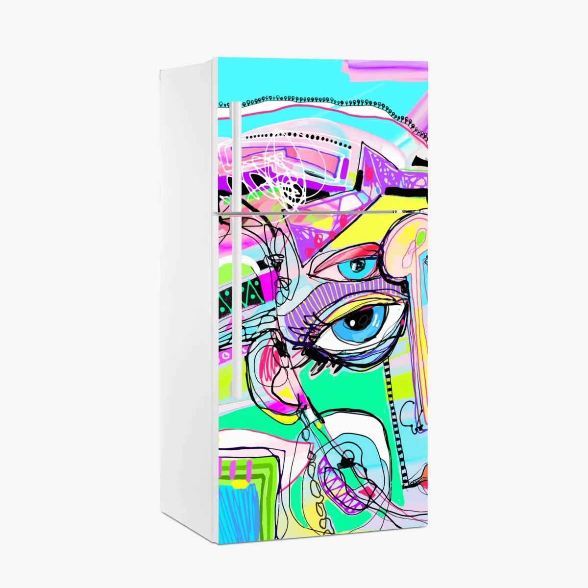 Sticker pour réfrigérateur portrait abstrait multicolore pour intérieur – Wallnifity® Sticker pour réfrigérateur portrait abstrait multicolore pour intérieur – Wallnifity®