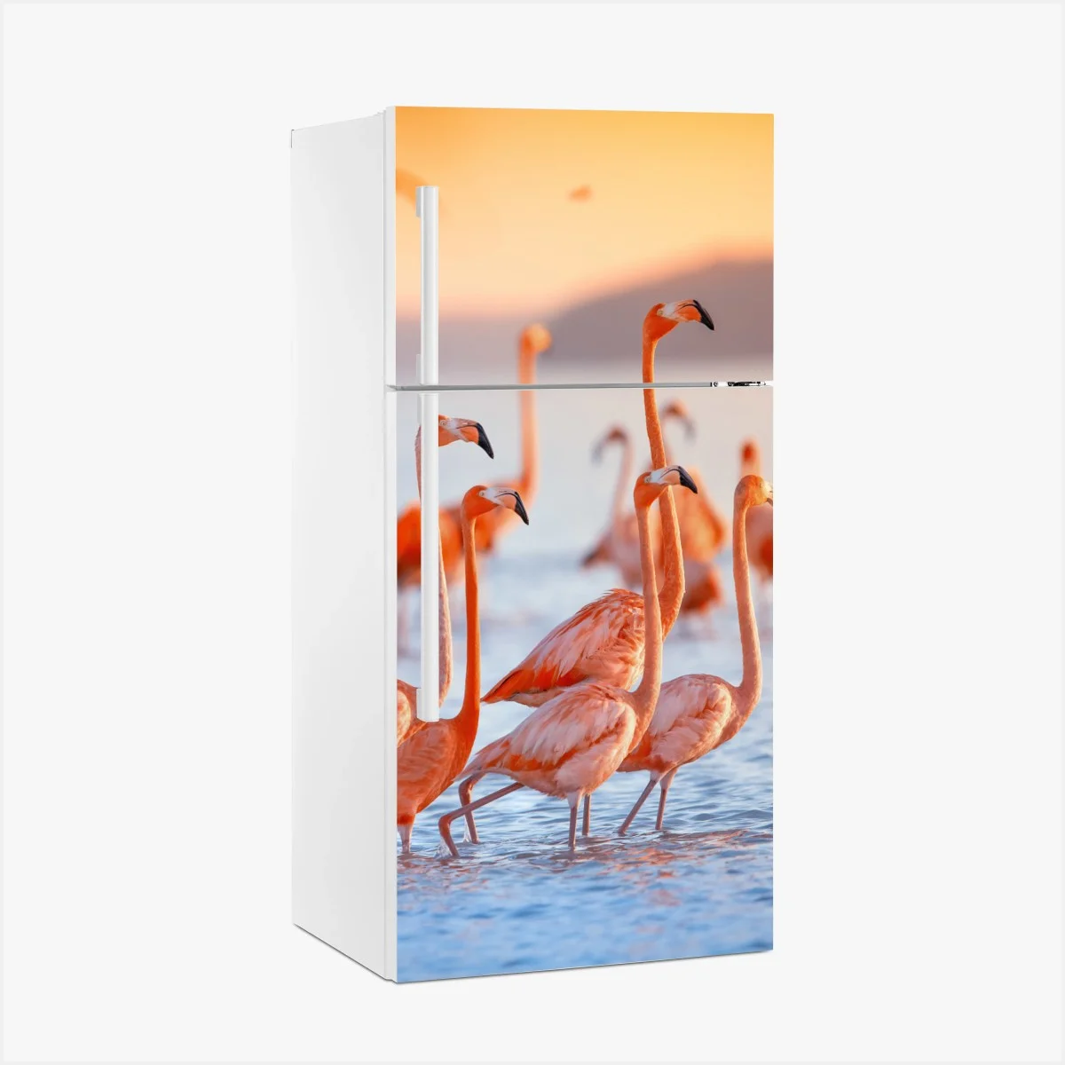 Sticker pour réfrigérateur élégance des flamants au crépuscule – Wallnifity® Sticker pour réfrigérateur élégance des flamants au crépuscule – Wallnifity®