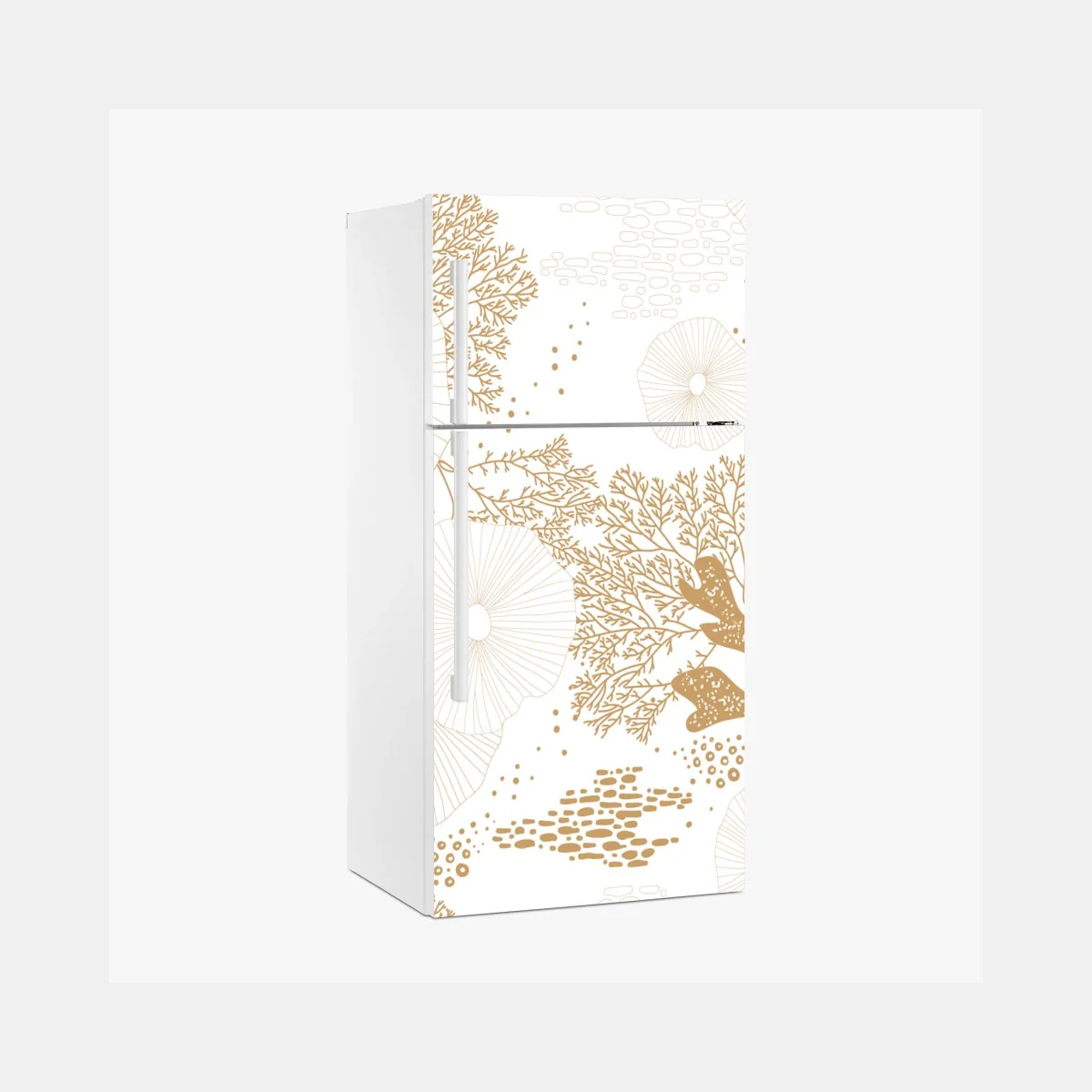 Sticker pour réfrigérateur motif corail et anémones dorées sur fond blanc – Wallnifity® Sticker pour réfrigérateur motif corail et anémones dorées sur fond blanc – Wallnifity®