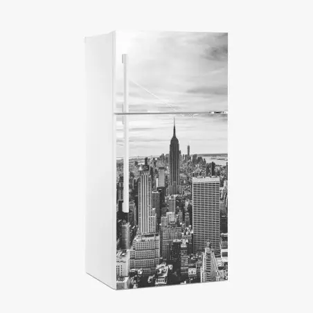 Sticker pour réfrigérateur panorama urbain de New York en noir et blanc – Wallnifity®