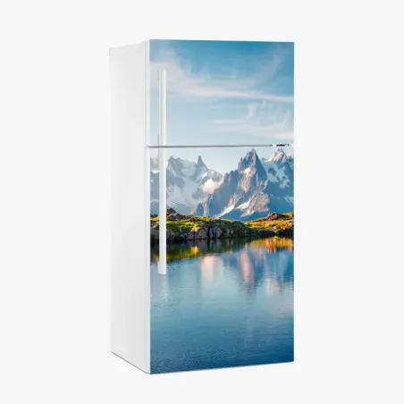 Sticker pour réfrigérateur reflets du Mont Blanc au Lac Blanc – Wallnifity®