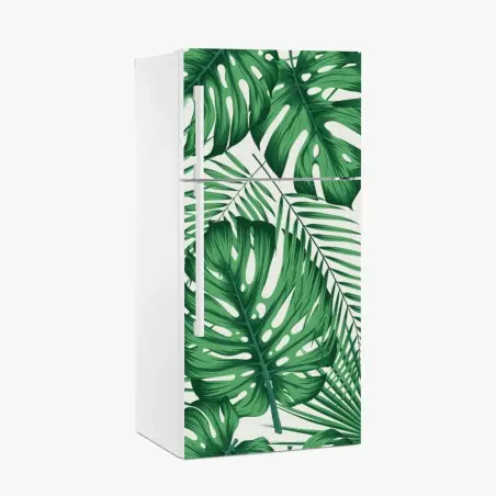 Sticker pour réfrigérateur motif feuillage tropical vert – Wallnifity®