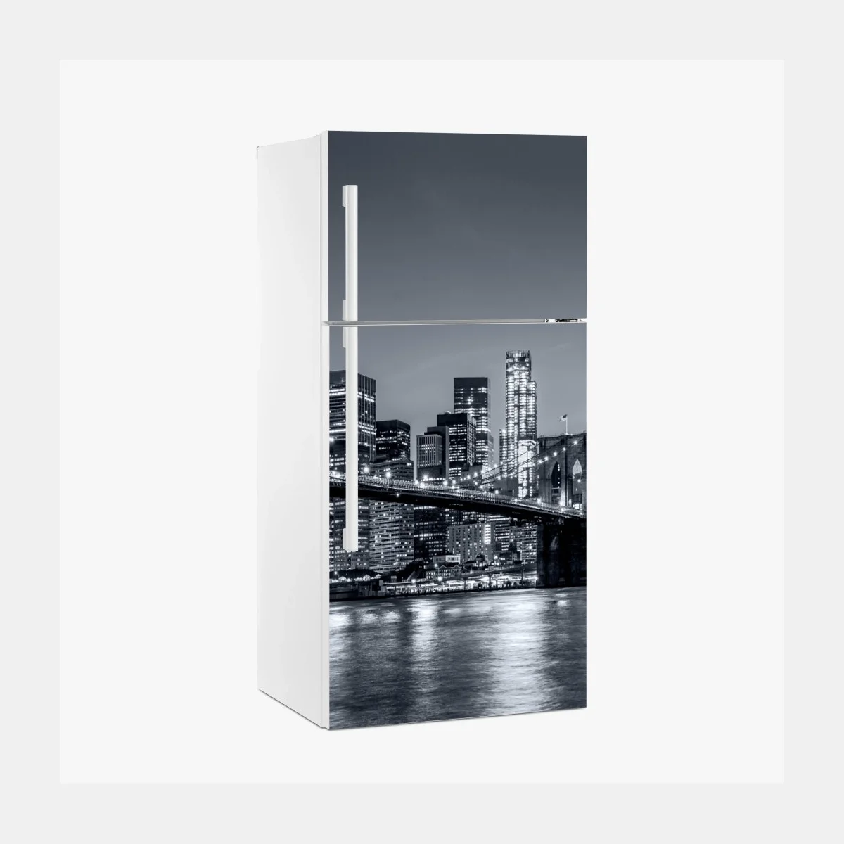 Sticker pour réfrigérateur panorama nocturne de New York avec le pont de Brooklyn – Wallnifity® Sticker pour réfrigérateur panorama nocturne de New York avec le pont de Brooklyn – Wallnifity®