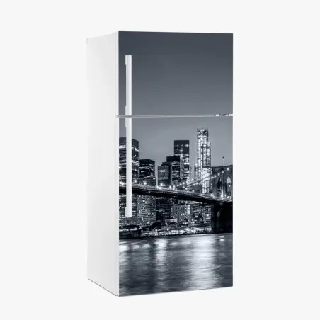 Sticker pour réfrigérateur panorama nocturne de New York avec le pont de Brooklyn – Wallnifity®