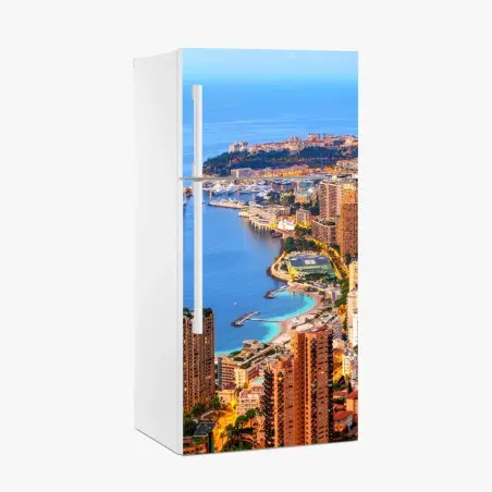 Sticker pour réfrigérateur panorama côtier de Monaco au coucher du soleil – Wallnifity®